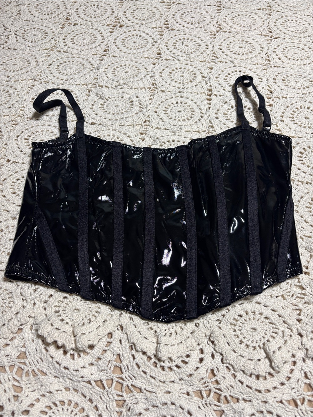 Black Vinyl Corset Top